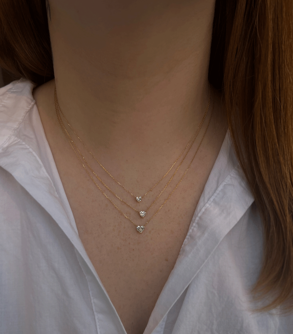 18k Gold Small Diamond Heart Necklace