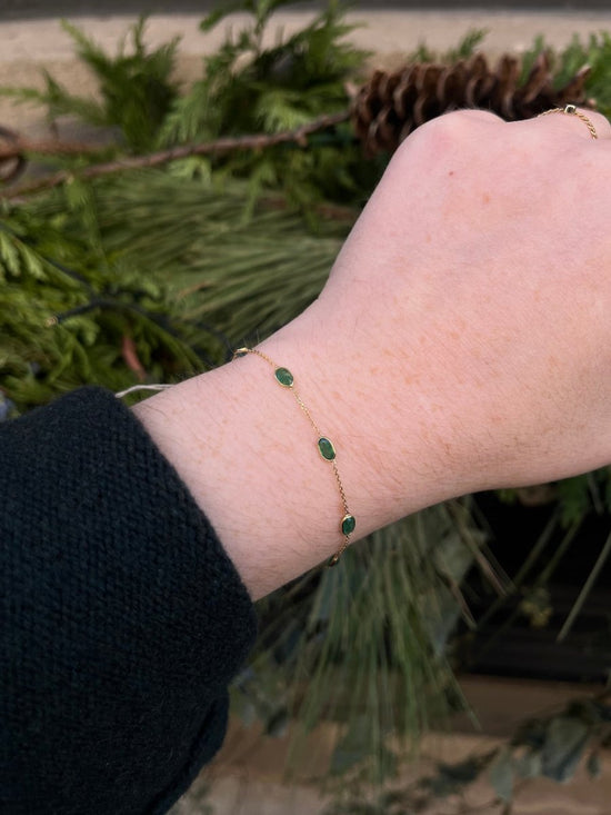 18k Gold Emerald By The Yard Bracelet