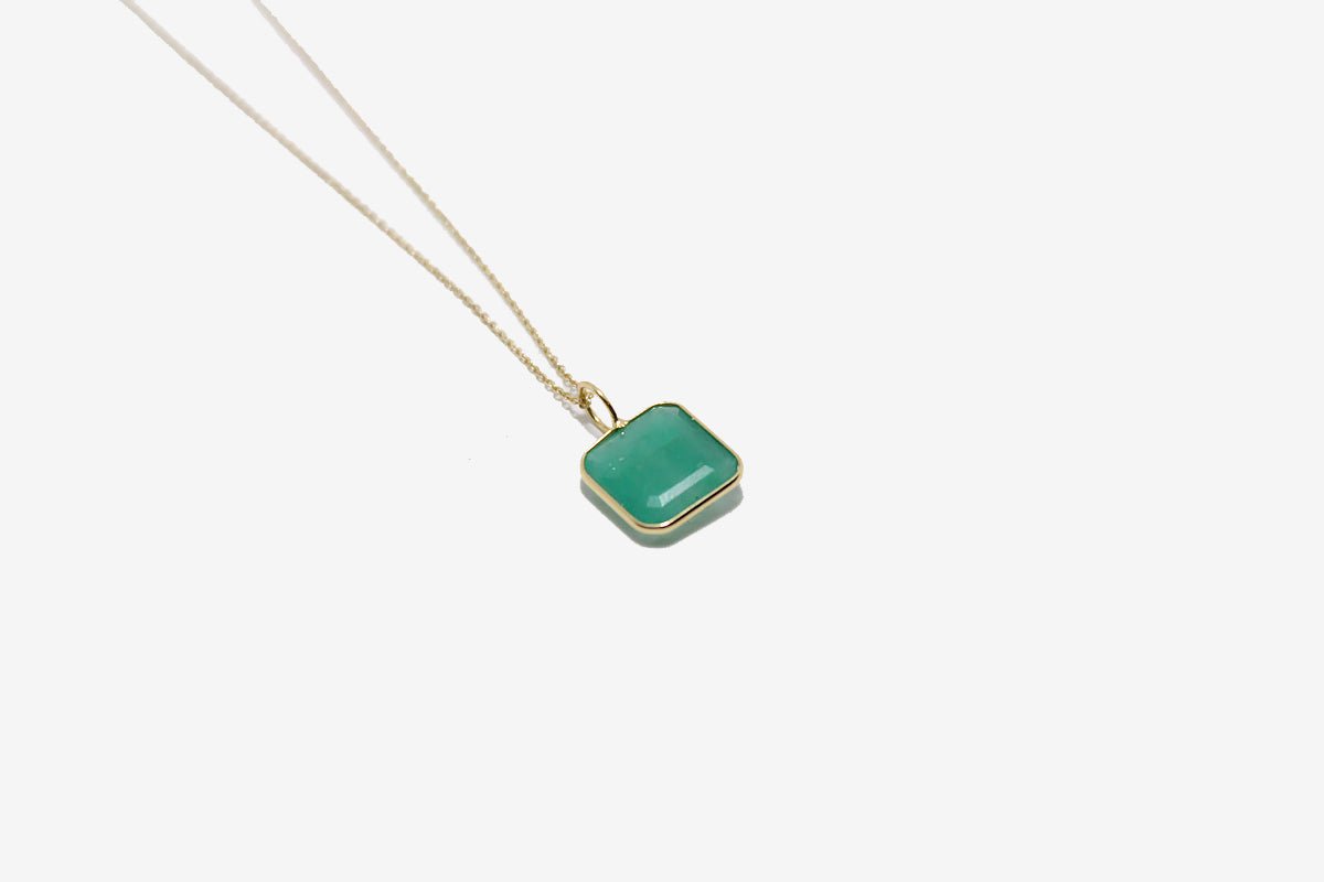 18k Gold Emerald Pendant Necklace
