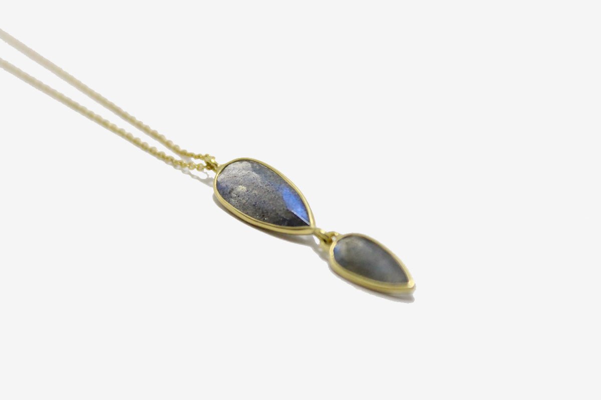 18k Gold Labradorite Drop Necklace