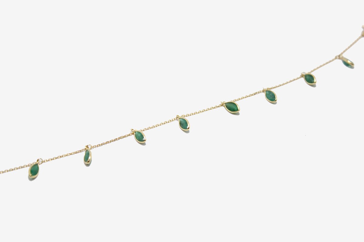18k Gold Marquise Emerald Bracelet