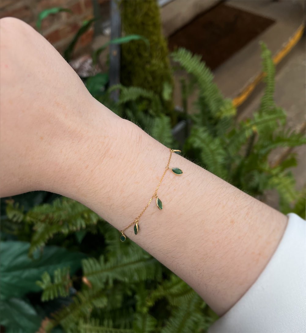 18k Gold Marquise Emerald Bracelet