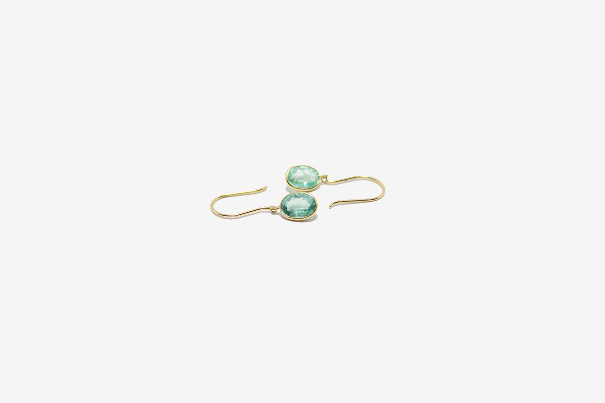 18k Gold Oval Emerald Earrings