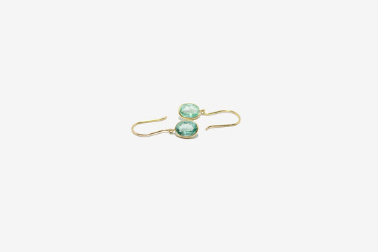 18k Gold Oval Emerald Earrings