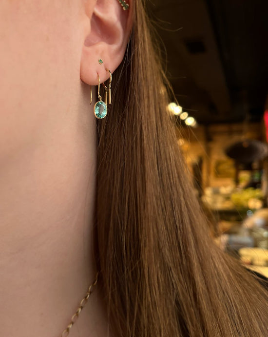 18k Gold Oval Emerald Earrings