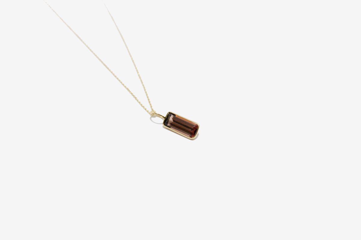 18k Gold Pink Tourmaline Pendant Necklace
