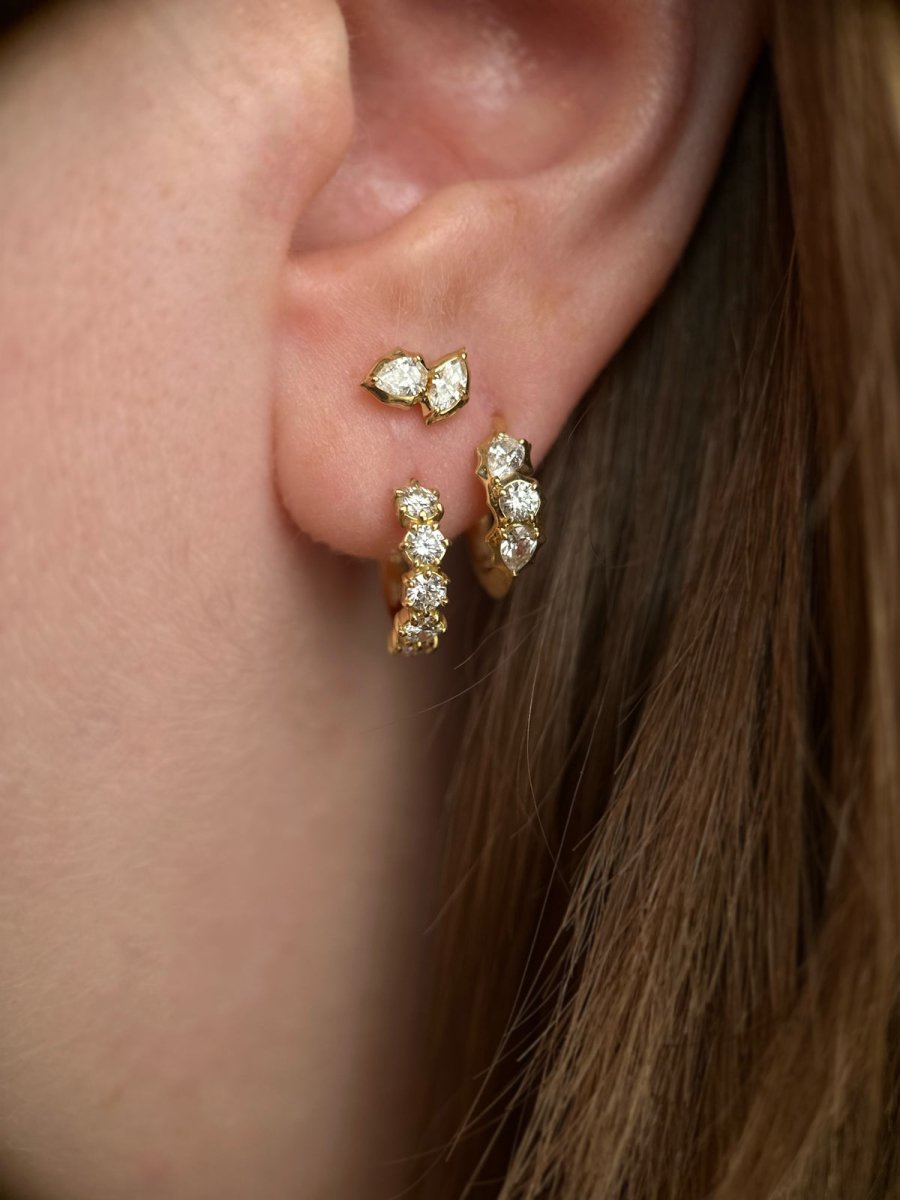 18k Gold Posey Stud Earrings II