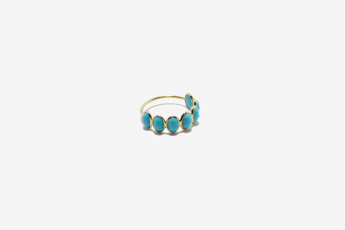 18k Gold Seven Stone Turquoise Ring