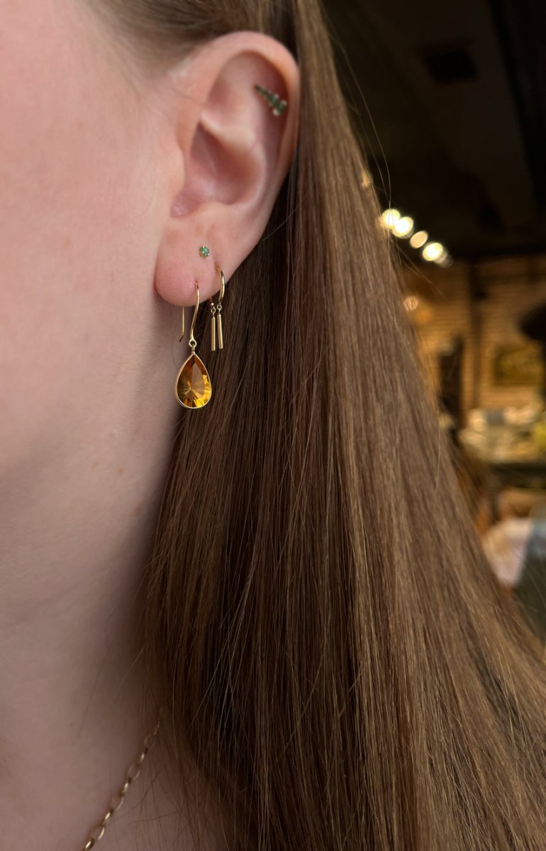 18k Gold Teardrop Citine Earrings