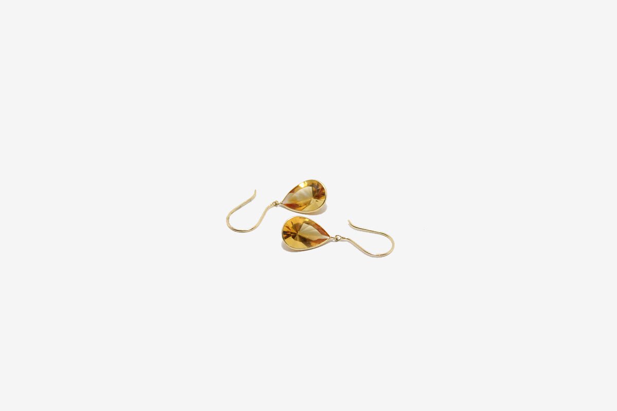 18k Gold Teardrop Citine Earrings
