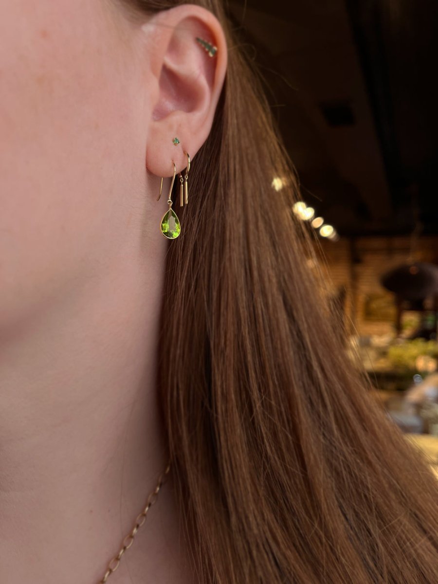 18k Gold Teardrop Peridot Earrings