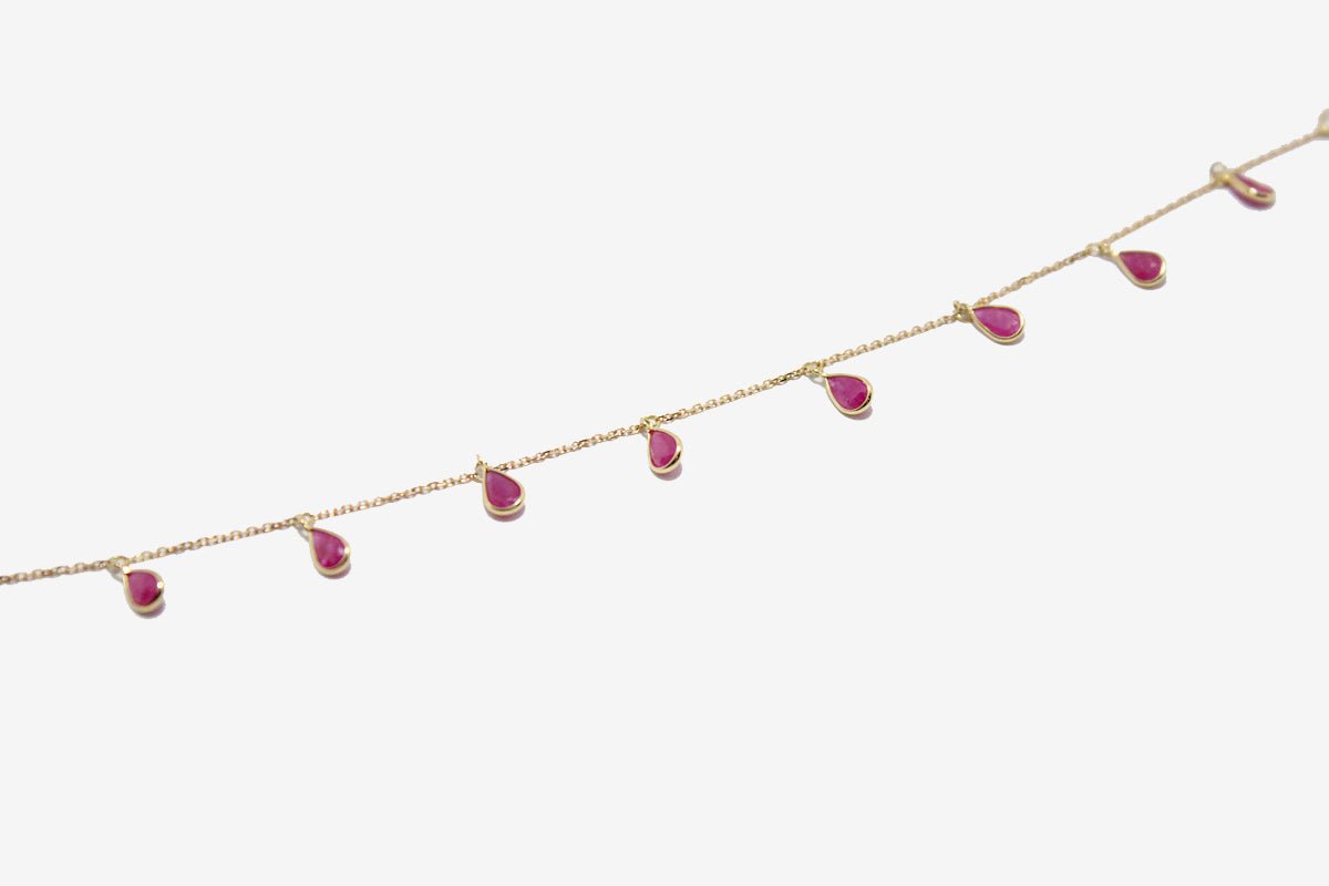 18k Gold Teardrop Ruby Bracelet