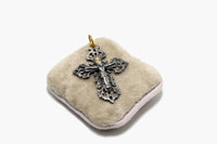24k Gold & Oxidized Silver Crucifix Pendant
