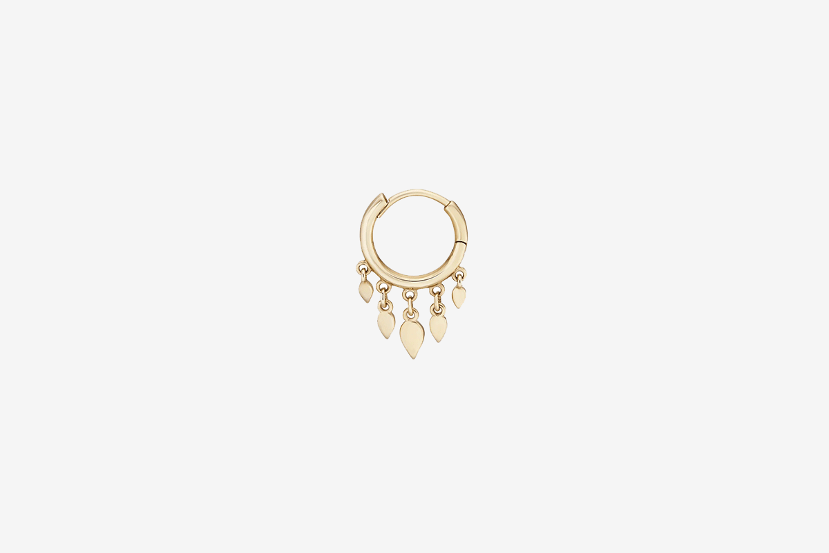 9k Gold Cinq Tear 5 Tassel Hoop - Single Earring