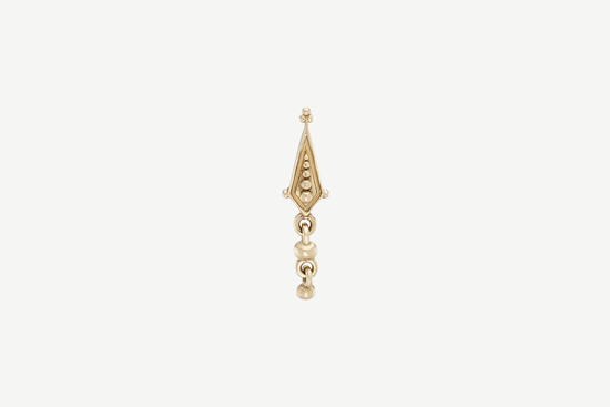 9k Gold Dala Droplet Beaded Stud - Single Earring