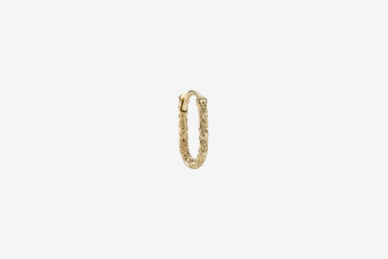 9k Gold Engraved Oval Clicker Hoop - Single Earring