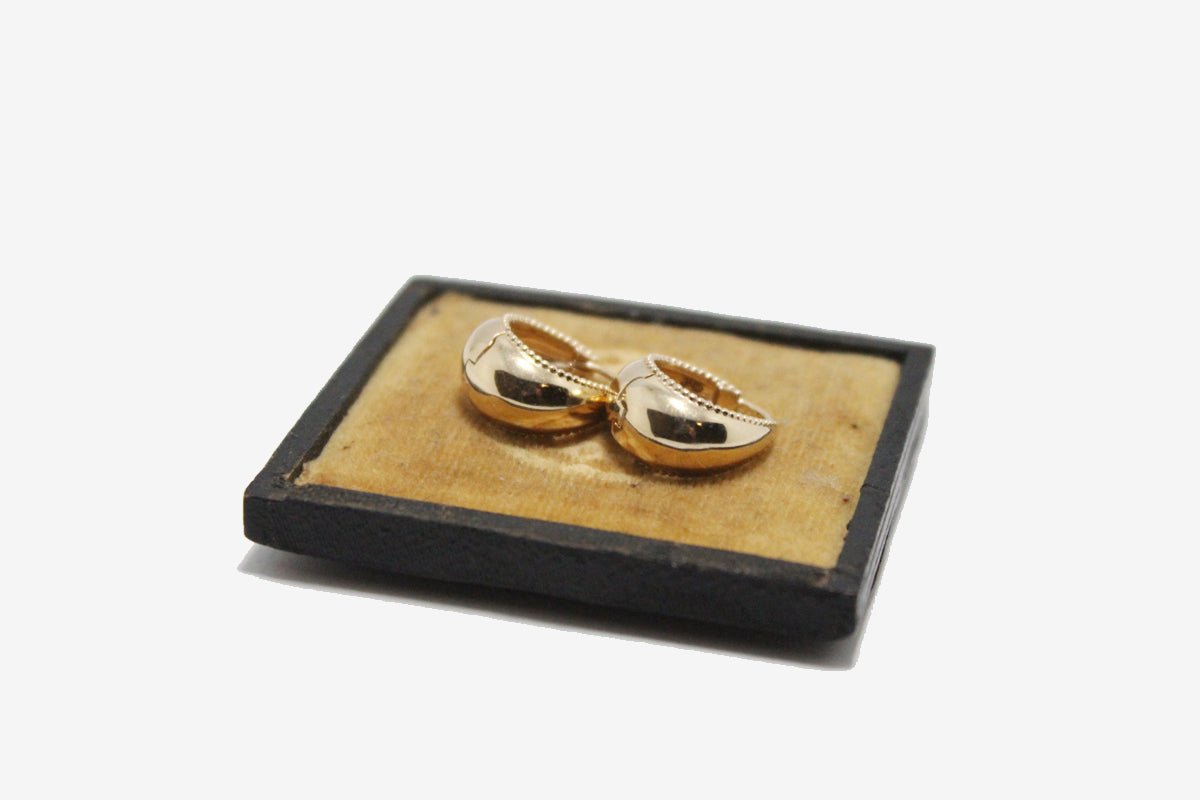 9k Gold Large Dome Milgrain Edged Hoops