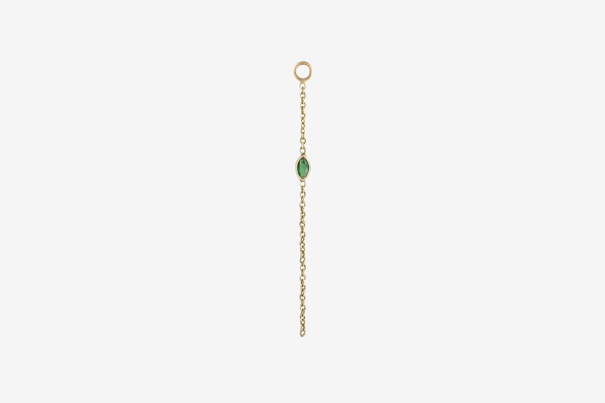 9k Gold Marquise Emerald Chain Plaque - Single