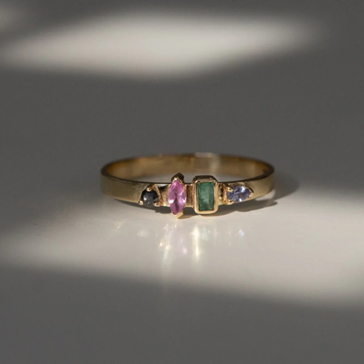 9k Gold Mixed Gemstone Ring