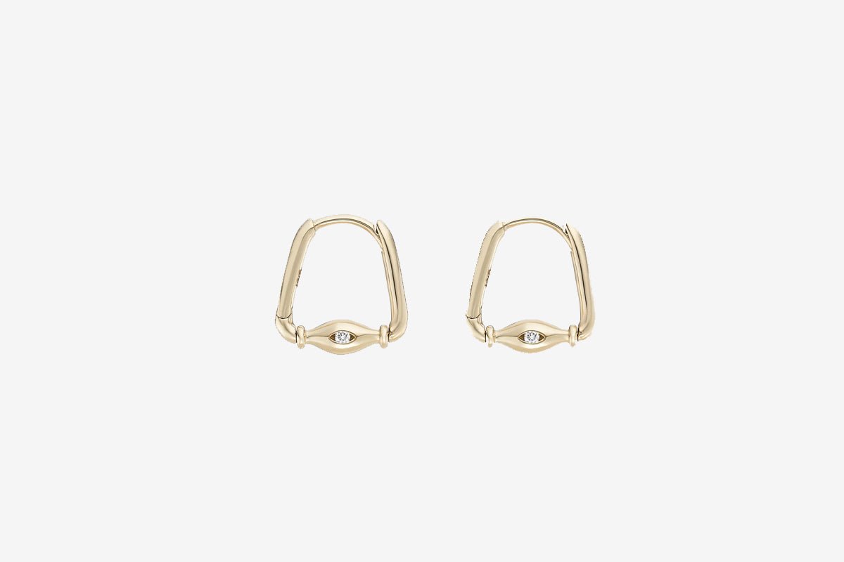 9k Gold Mudra Ojo Spinner Clicker Hoop Earrings
