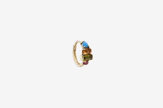 9k Gold Multi Claw Gemstone Clicker Hoop - Single Earring