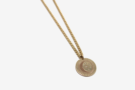 Zoe Chicco 14k Medium Celestial Protection Medallion Curb Chain Necklace