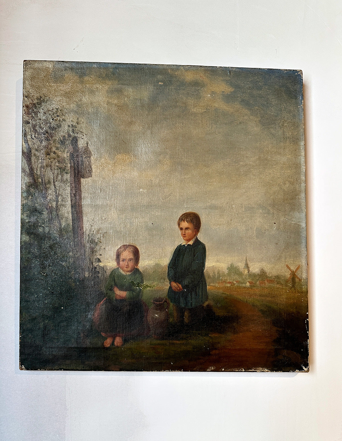 Belgian 1880's Antique Oil of Children