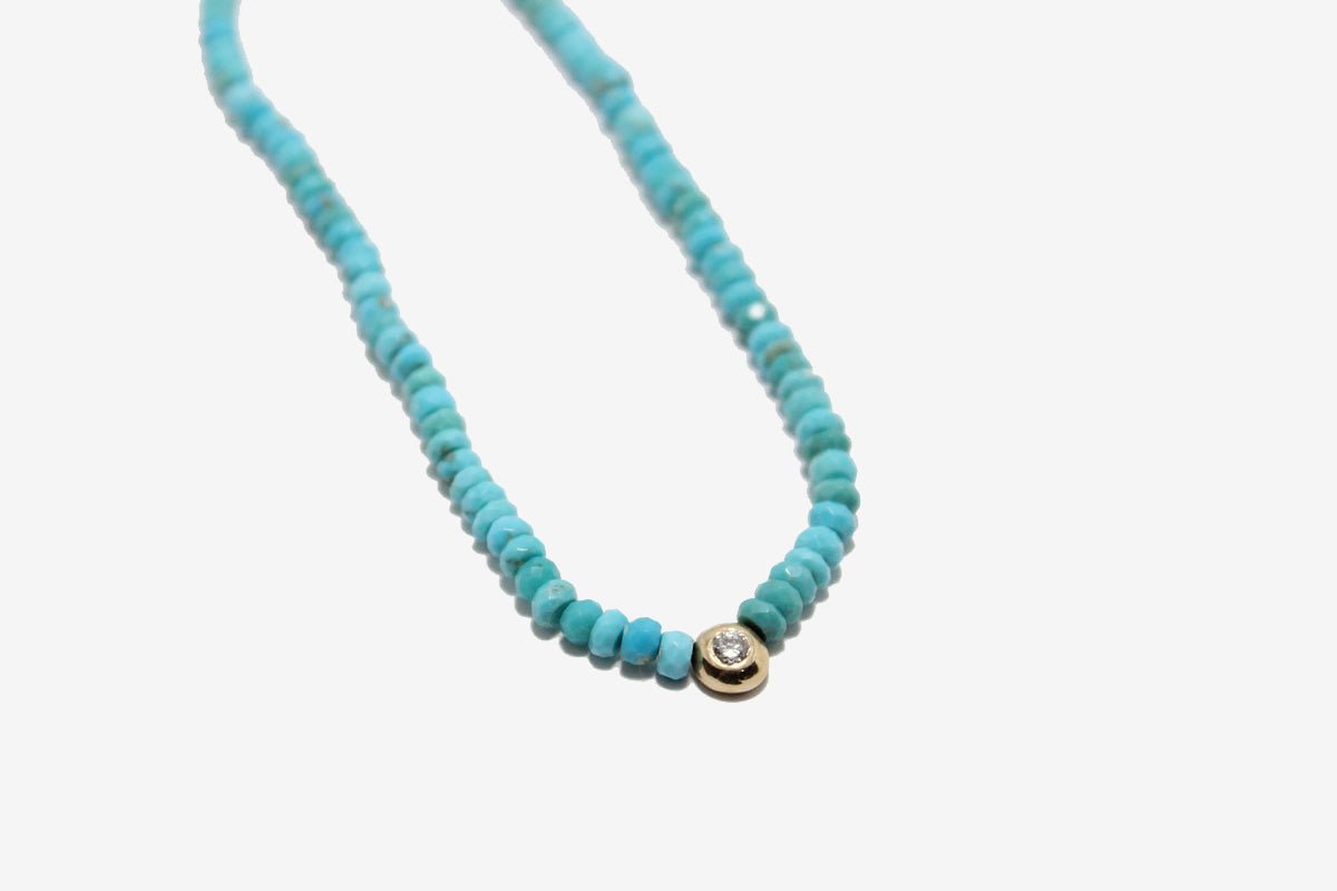 Beaded Turquoise and Diamond Necklace