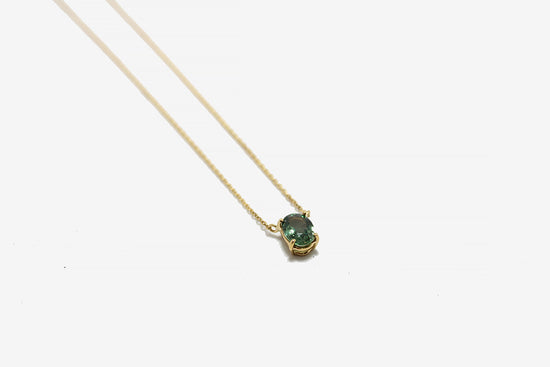 Gemma Couture Blue-Green Sapphire Solitaire Necklace
