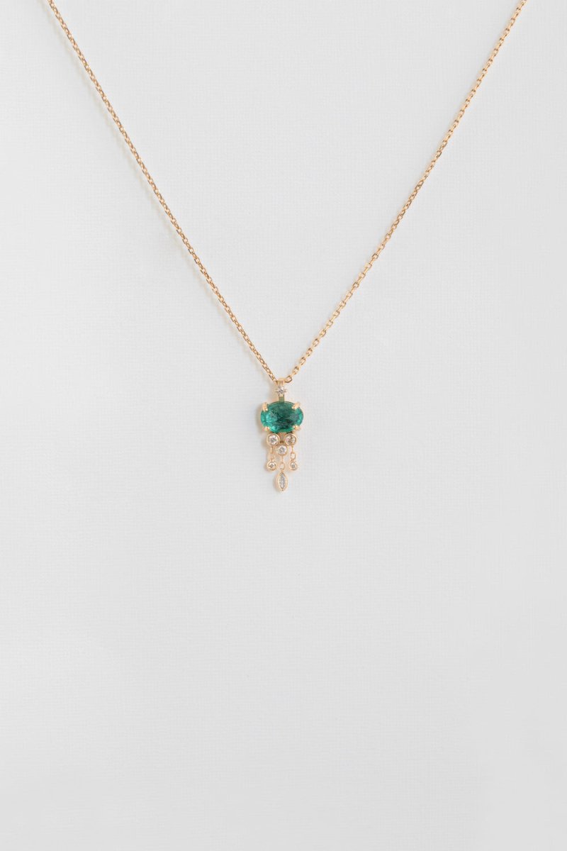 Celine Daoust 14k Gold Emerald Jellyfish Necklace