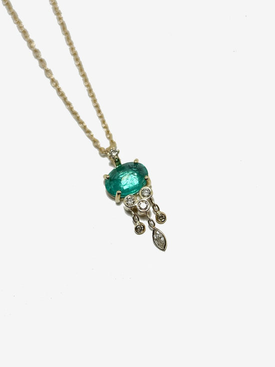 Celine Daoust 14k Gold Emerald Jellyfish Necklace