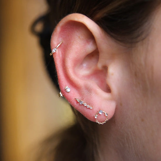 Celine Daoust 14k Gold Moonstone & Diamond Constellation Earrings