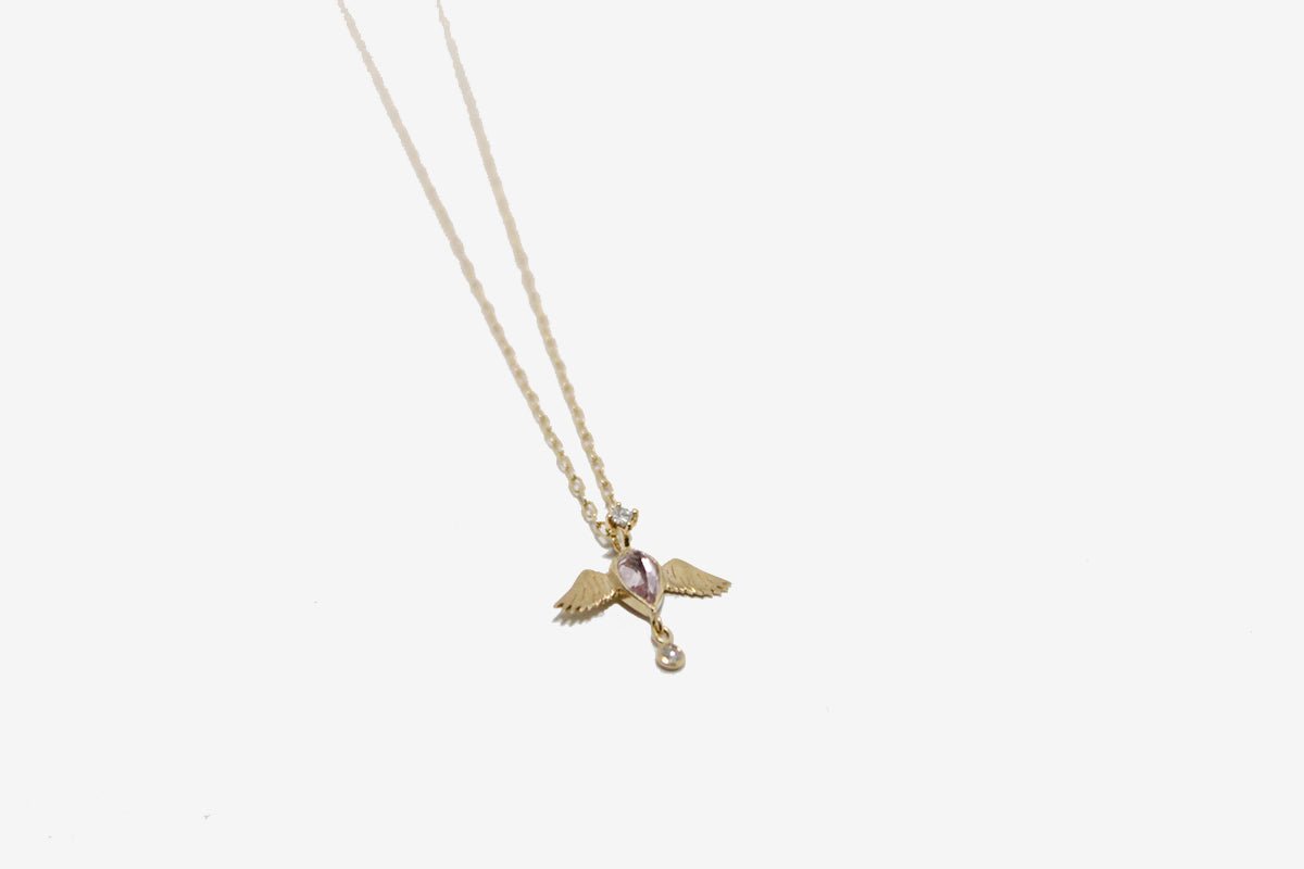 Celine Daoust 14k Gold Tourmaline Angel Necklace