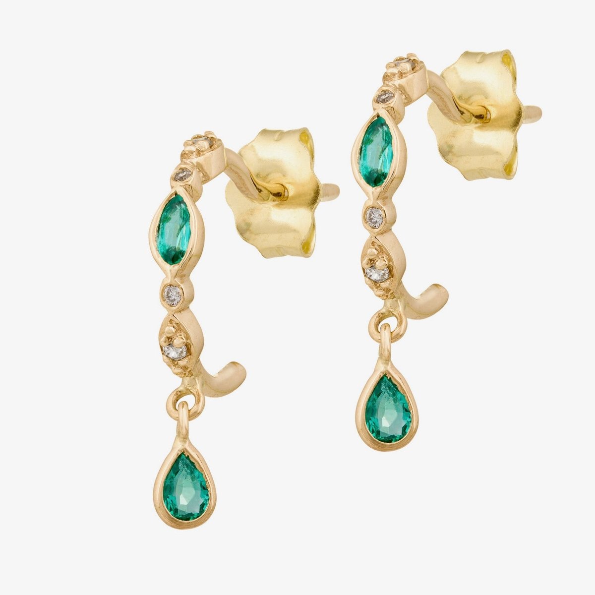 Celine Daoust Emerald & Diamond Hoop Earrings