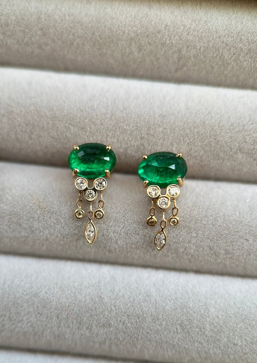 Celine Daoust Emerald & Diamond Jellyfish Earrings