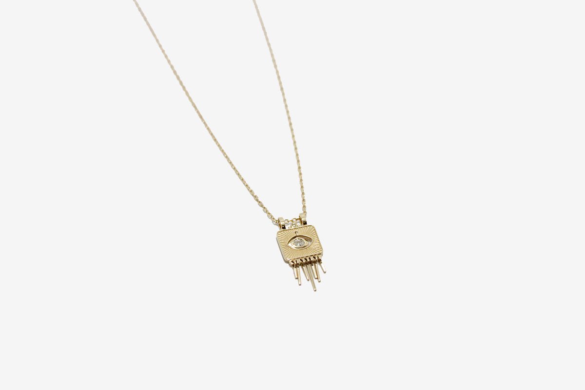 Celine Daoust Sunbeams Gold Plate Dangling Eye Necklace