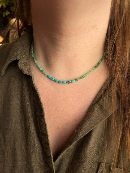 Chrysoprase + Turquoise Beaded Necklace