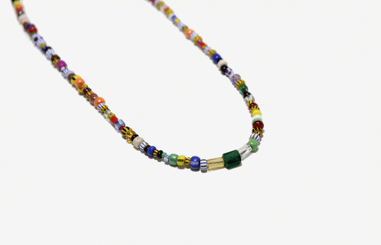 Colorful Beads + Emerald Necklace