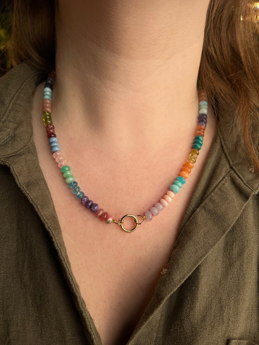 Colorful Gemstone Beaded Open Necklace