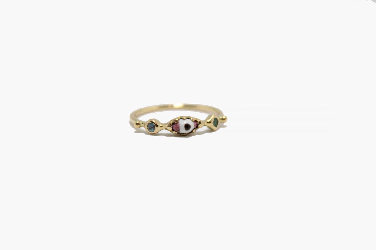 Dorette 18k Gold Evil Eye Ring