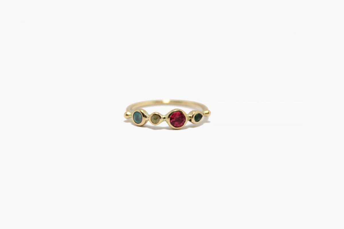 Dorette 18k Gold Simple Mixed Gemstone Ring