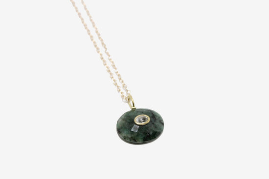 Emerald and Quartz Gold Fill Pendant Necklace