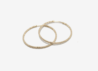 9k Gold Textured Round Clicker Hoop Earrings