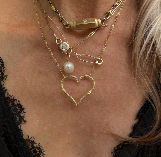 14k Gold Safety Pin Necklace
