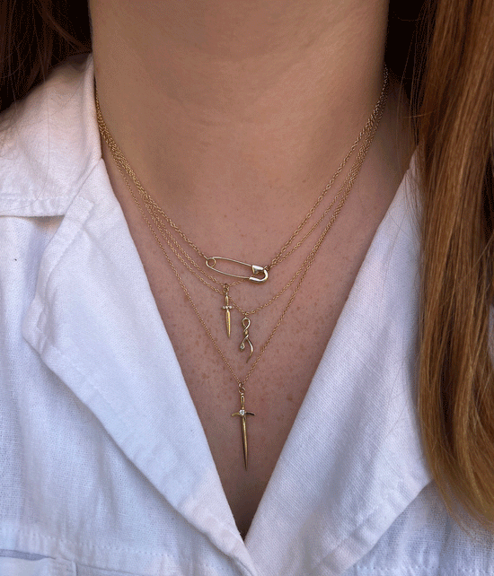 14k Gold Small Dagger Necklace