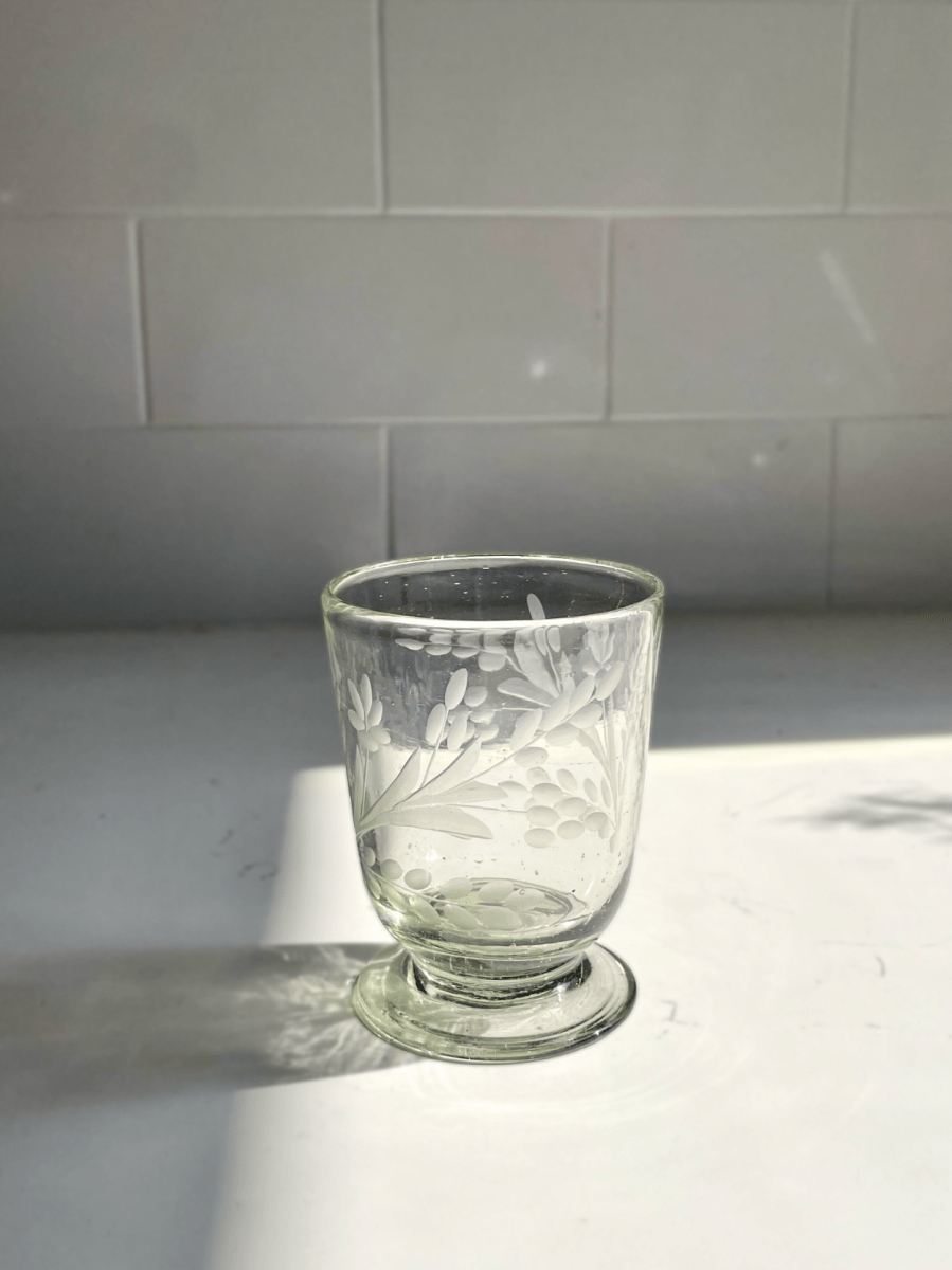 Hand - etched Blown Footed Glass