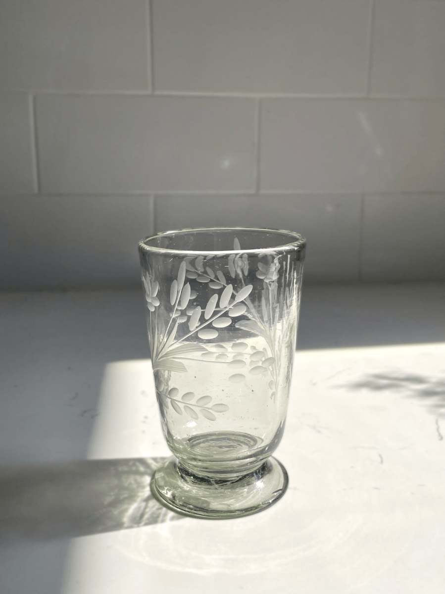 Hand - etched Blown Footed Glass