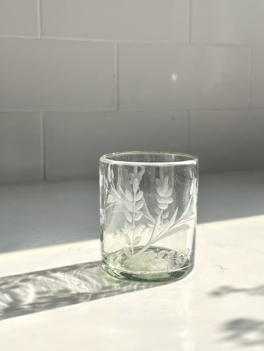 Hand - etched Blown Tumbler Glass