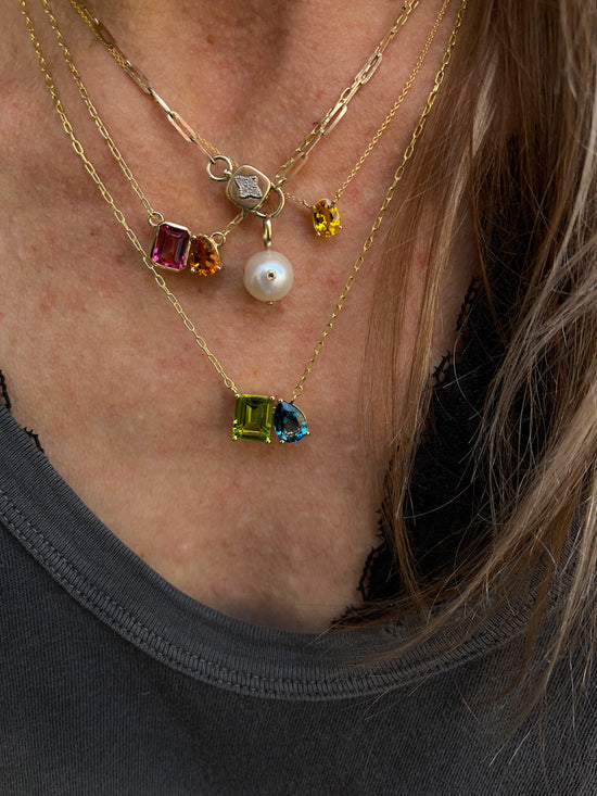 Gemma Couture "Toi et Moi" Pink Topaz + Citrine Necklace
