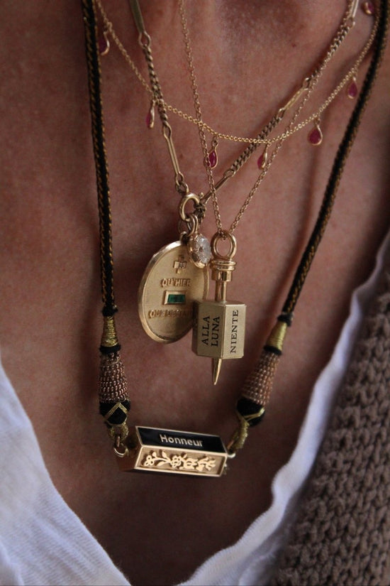 14k Gold Love Lock Adjustable Cord Necklace
